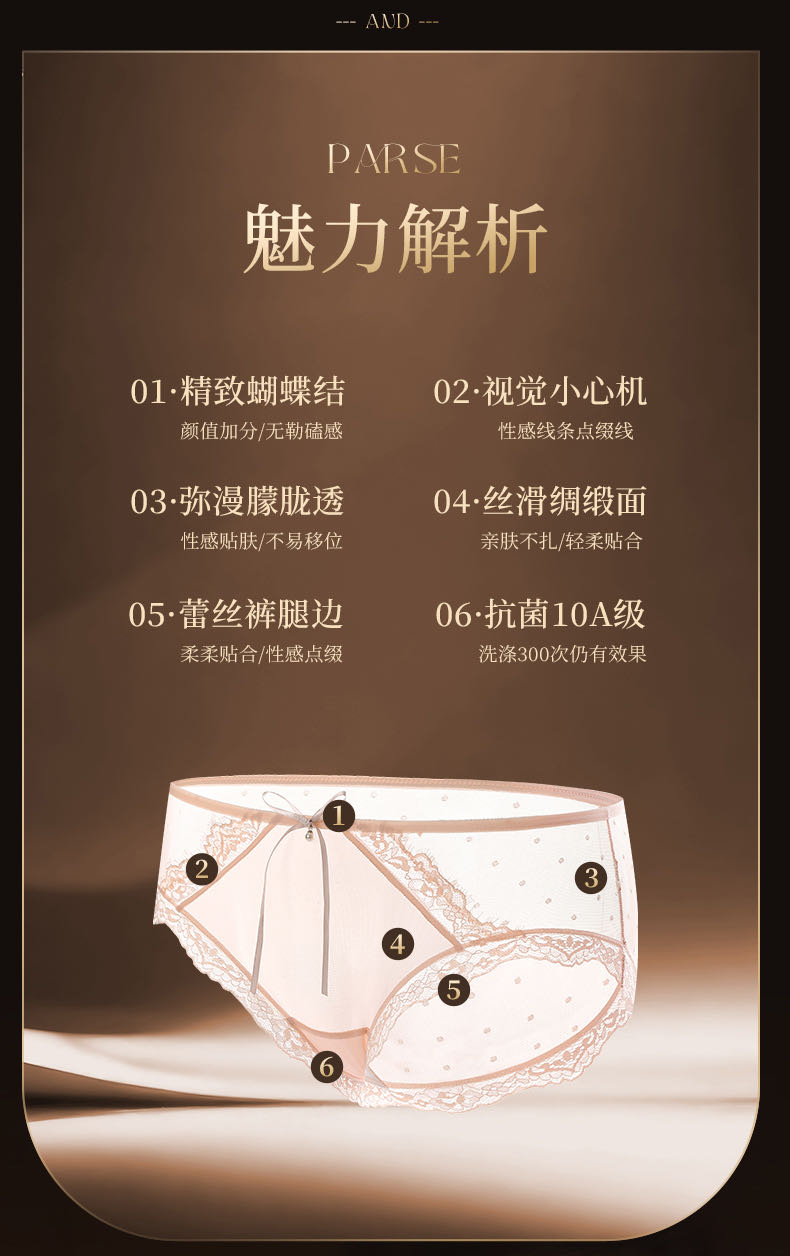 P703｜法式蕾丝蜜臀裤｜5条礼盒装